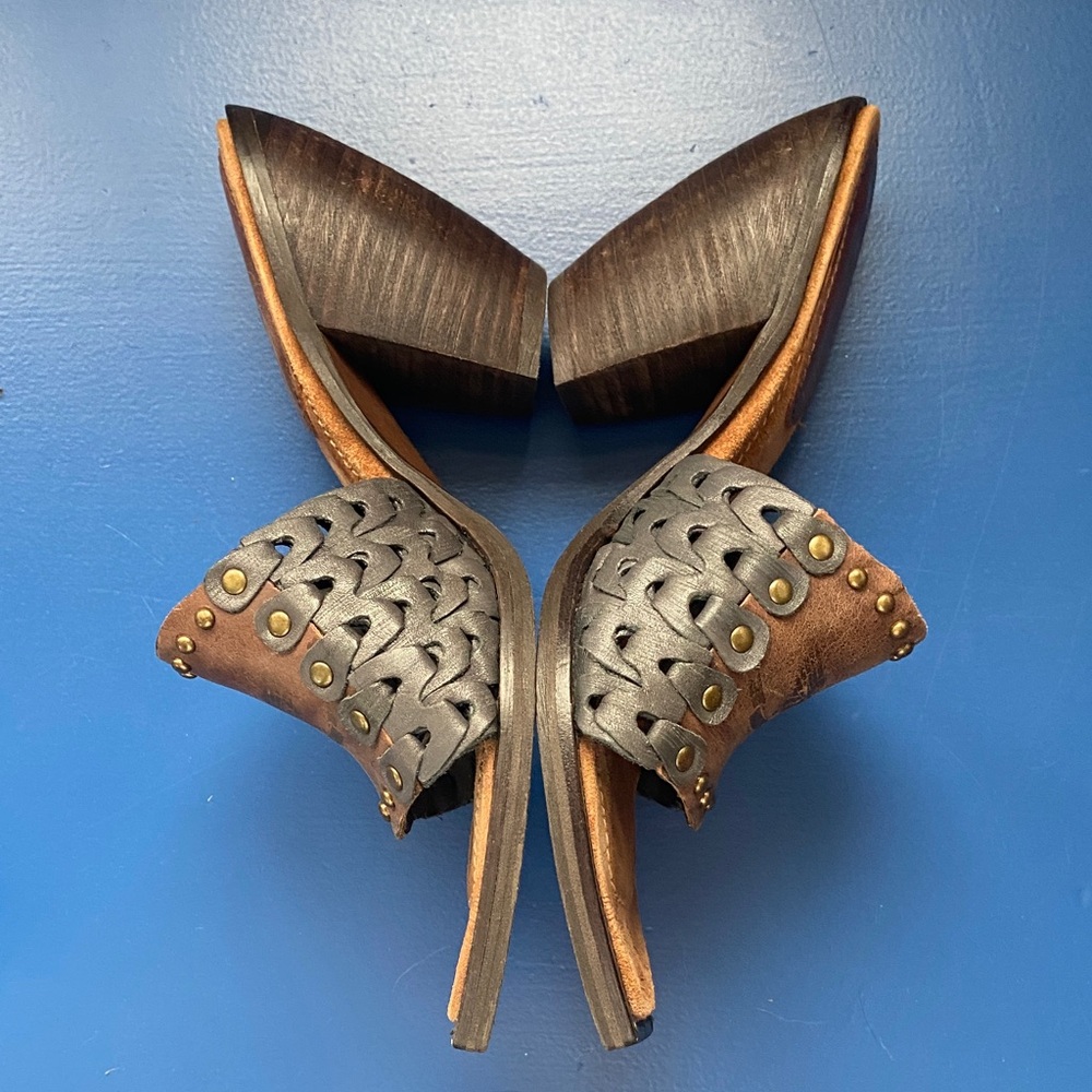 Sam Edelman Golden Eagle Western Black Brown Mules Studs 8.5 CHIC Shoots Boots
